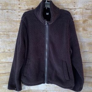 Old Navy Cozy Teddy-Sherpa Full Zip Black Jacket